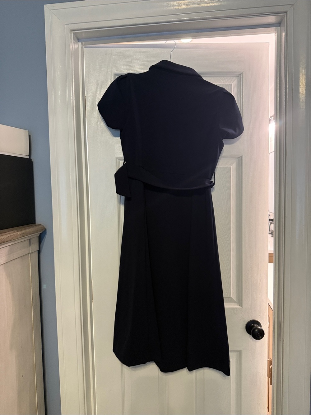 Calvin Klein Navy Blue Midi Shirt Dress with Ring Belt - Picture 2 of 2